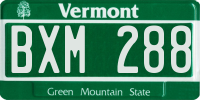 VT license plate BXM288