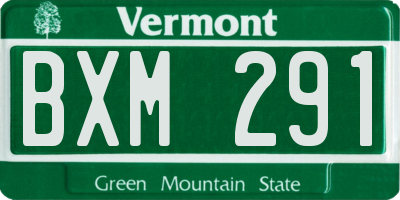 VT license plate BXM291