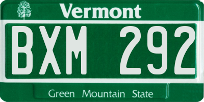 VT license plate BXM292