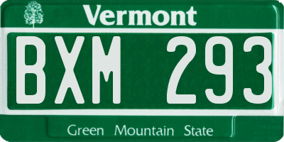 VT license plate BXM293