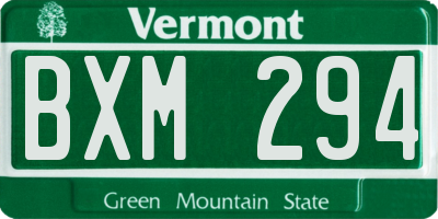 VT license plate BXM294