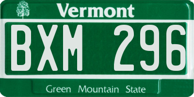 VT license plate BXM296