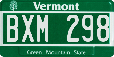 VT license plate BXM298