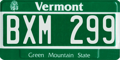 VT license plate BXM299