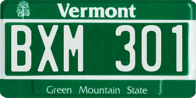 VT license plate BXM301