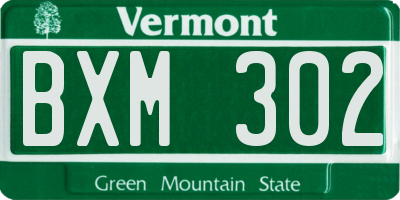 VT license plate BXM302