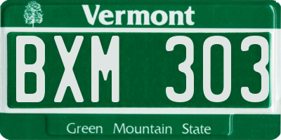 VT license plate BXM303