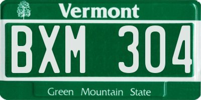VT license plate BXM304