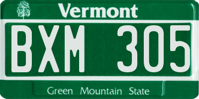 VT license plate BXM305