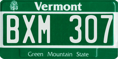 VT license plate BXM307