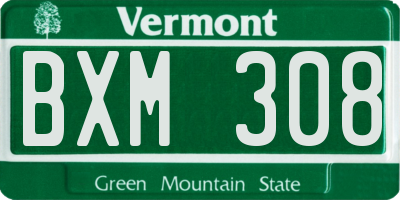 VT license plate BXM308