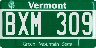 VT license plate BXM309