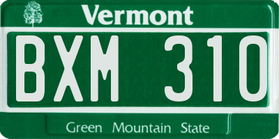 VT license plate BXM310