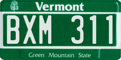 VT license plate BXM311