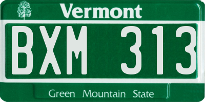 VT license plate BXM313