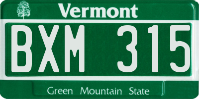 VT license plate BXM315