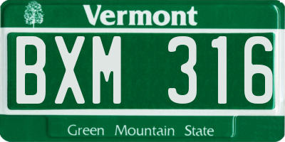 VT license plate BXM316