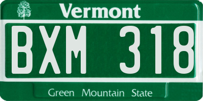 VT license plate BXM318