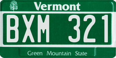 VT license plate BXM321