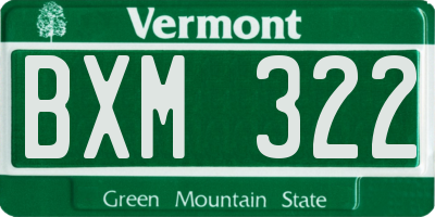 VT license plate BXM322