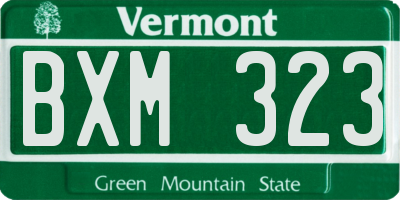 VT license plate BXM323