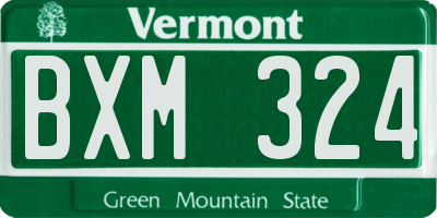 VT license plate BXM324