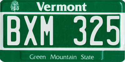 VT license plate BXM325