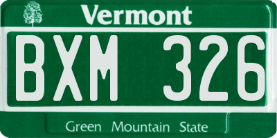 VT license plate BXM326