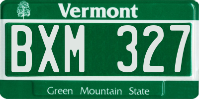 VT license plate BXM327