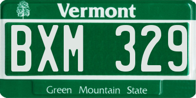 VT license plate BXM329