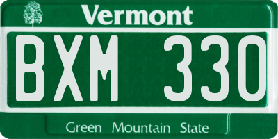 VT license plate BXM330