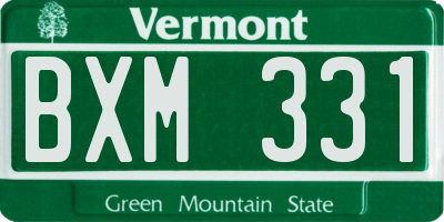 VT license plate BXM331