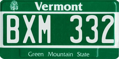 VT license plate BXM332