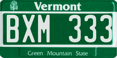 VT license plate BXM333