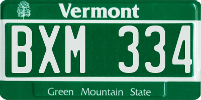 VT license plate BXM334
