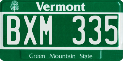 VT license plate BXM335