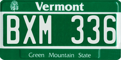 VT license plate BXM336