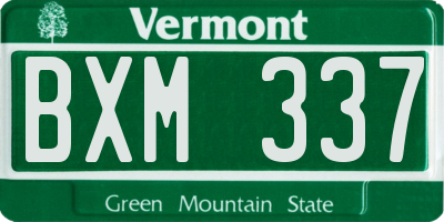 VT license plate BXM337