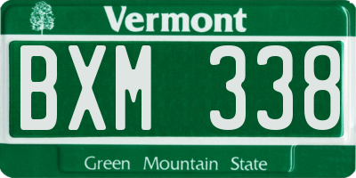 VT license plate BXM338