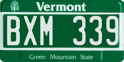 VT license plate BXM339