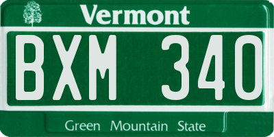 VT license plate BXM340