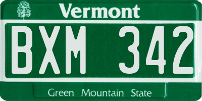 VT license plate BXM342