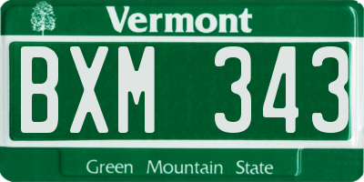 VT license plate BXM343