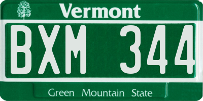 VT license plate BXM344