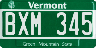 VT license plate BXM345