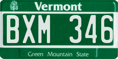 VT license plate BXM346