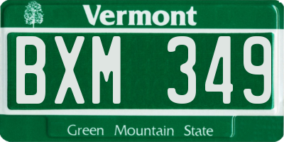 VT license plate BXM349