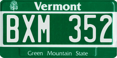 VT license plate BXM352