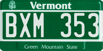 VT license plate BXM353