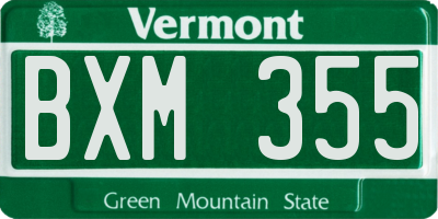 VT license plate BXM355